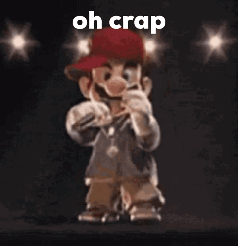 Cartoon Singing Into Microphone in Red Hat