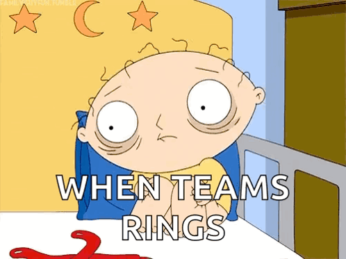 Cartoon Sitting in Bed When Teams Rings