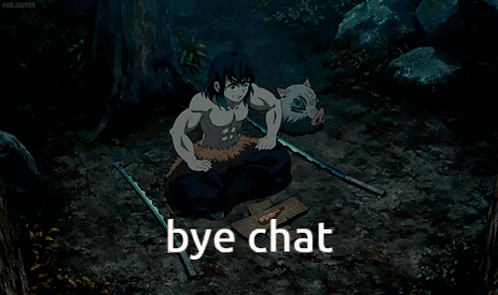 Cartoon Sitting on Blanket Saying Bye Chat