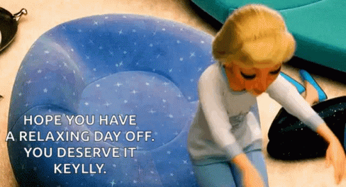 Cartoon Sitting On Inflatable Chair Hope You Have A Relaxing Day Off GIF