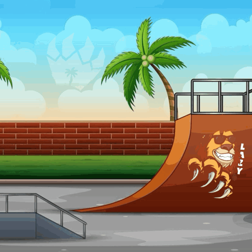 Cartoon Skateboard Ramp with Tiger