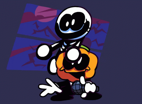 Cartoon Skeleton And Pumpkin Holding Microphone GIF