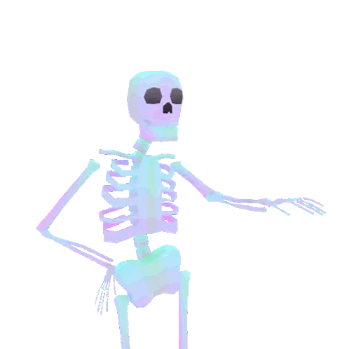 Cartoon Skeleton with Skull