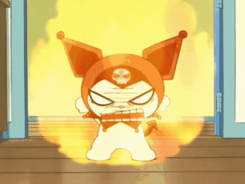 Cartoon Skull Character in Front of Flaming Door