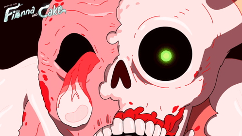 Cartoon Skull With Finna And Cake GIF