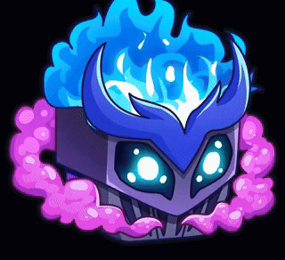 Cartoon Skull With Horns And Blue Flames GIF