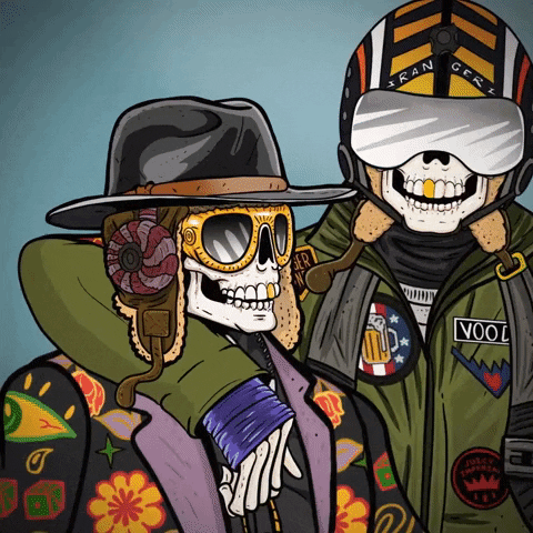Cartoon Skulls Besties GIF