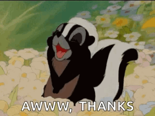 Cartoon Skunk Saying Awww Thanks