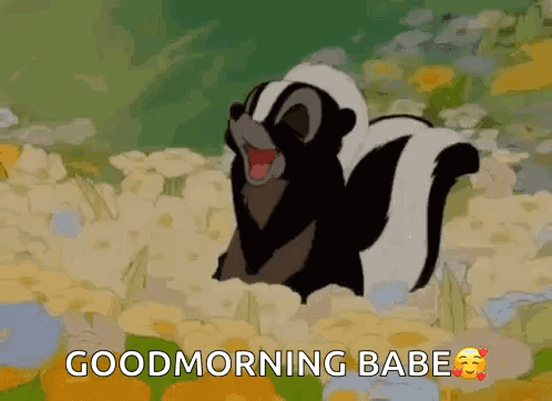 Cartoon Skunk Saying Good Morning Babe