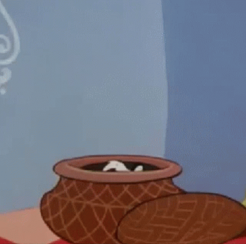 Cartoon Skunk Sitting in a Pot