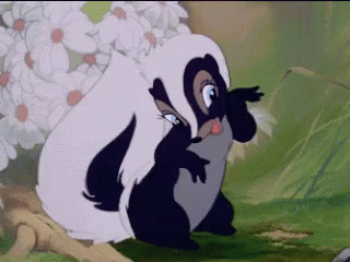 Cartoon Skunk Sitting on Tree Branch