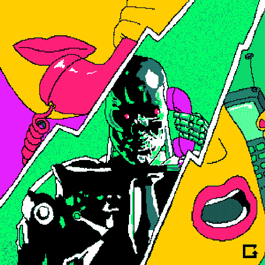 Cartoon Skynet On The Phone GIF