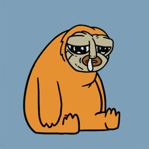 Cartoon Sloth With Tongue Out On Blue Background