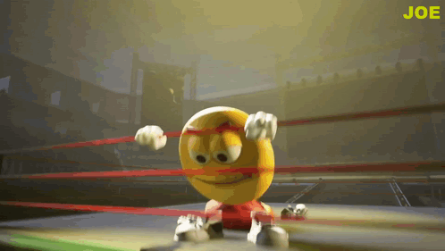 Cartoon Smiley Face In Boxing Ring Saying Joe GIF