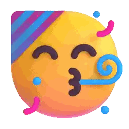 Cartoon Smiley in Party Hat Blowing Horn