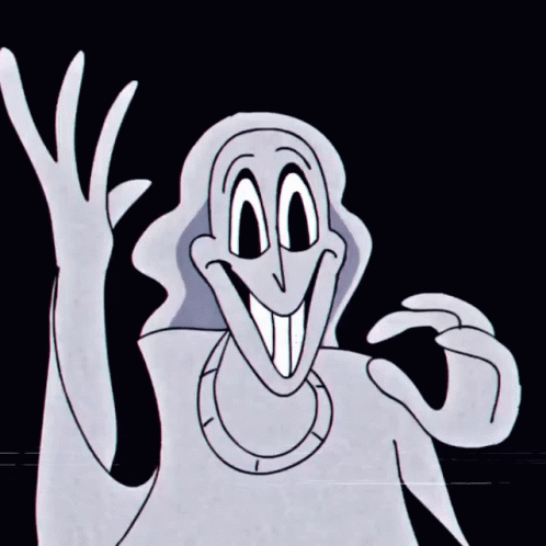 Cartoon Smiling Ghost With Big Teeth