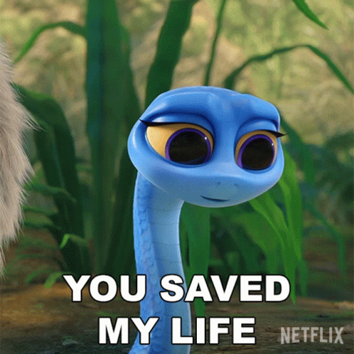 Cartoon Snake Saying You Saved My Life