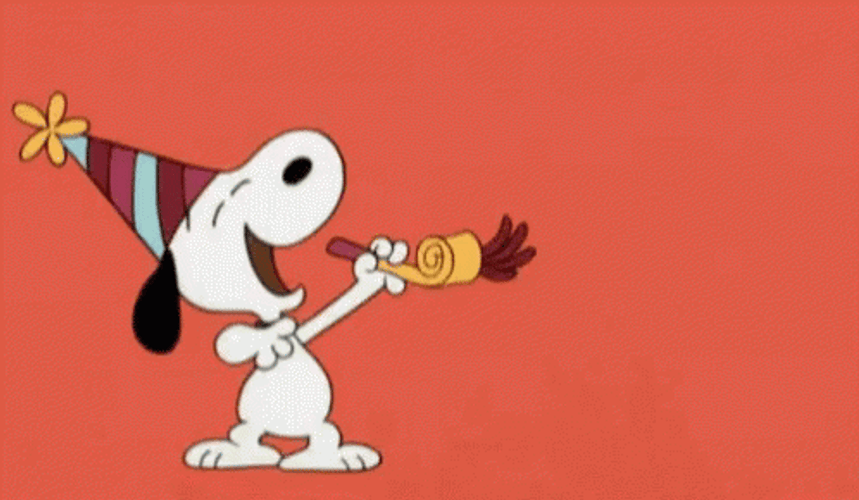 Cartoon Snoopy Party Time GIF