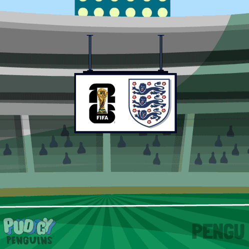Cartoon Soccer Field With Scoreboard Saying FIFA