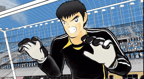 Cartoon Soccer Goalie Blocking Shot