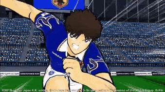 Cartoon Soccer Player in Blue Uniform