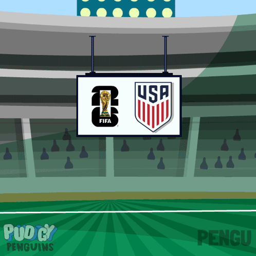 Cartoon Soccer Stadium With USA Sign