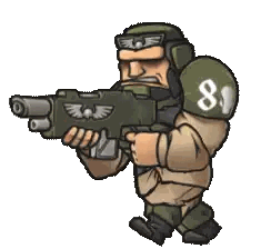 Cartoon Soldier Holding Gun with Number 8