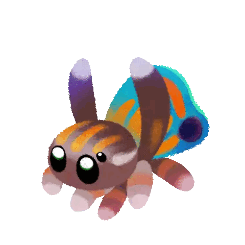 Cartoon Spider With Blue Butterfly Wing