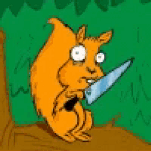 Cartoon Squirrel Holding Knife Eyes Twitch GIF