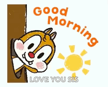 Cartoon Squirrel Peeking With Good Morning Love You Sis