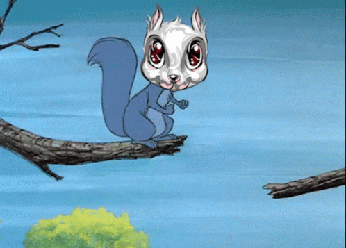 Cartoon Squirrel Sitting on Branch