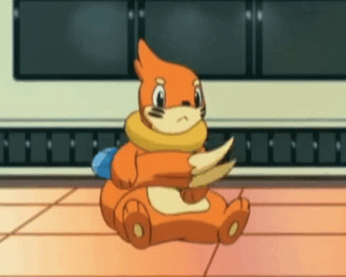 Cartoon Squirrel Sitting on Floor Holding Blue Ball