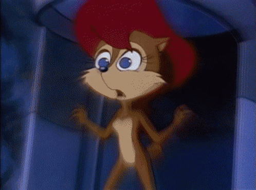 Cartoon Squirrel Standing in Front of Blue Light