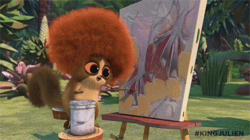 Cartoon Squirrel With Afro Painting Canvas GIF