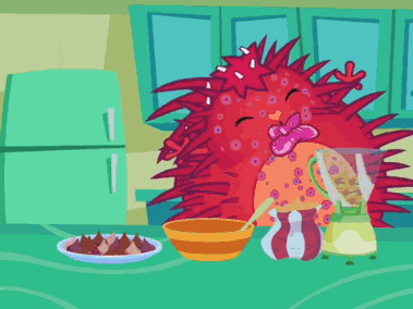 Cartoon Squirrel With Cherry On Head And Hedgehog GIF