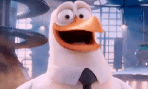 Cartoon Stork in Suit Smiling