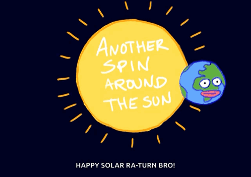 Cartoon Sun Saying Another Spin Around the Sun