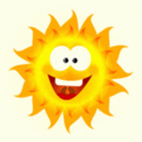 Cartoon Sun Smiling With Hand on Head