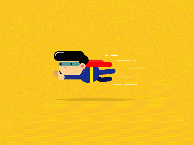 Cartoon Superman Flying Yellow Background GIF