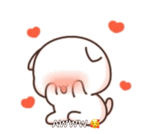 Cartoon Surrounded by Hearts Saying Aww