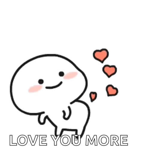 Cartoon Surrounded by Three Hearts Saying Love You More