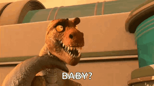 Cartoon T-Rex Dinosaur Asking Question GIF