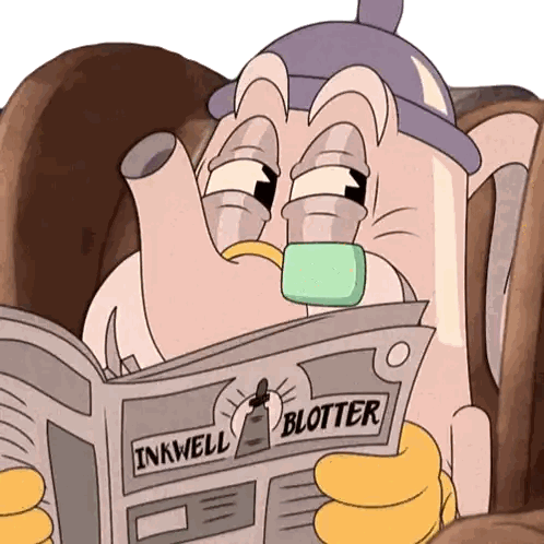 Cartoon Teapot Reading Inkwell Blotter