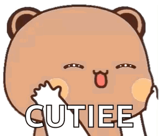 Cartoon Teddy Bear Covering Face Says Cutiee