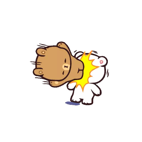 Cartoon Teddy Bear Hitting Another