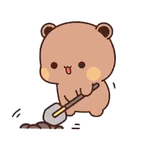 Cartoon Teddy Bear Holding Shovel