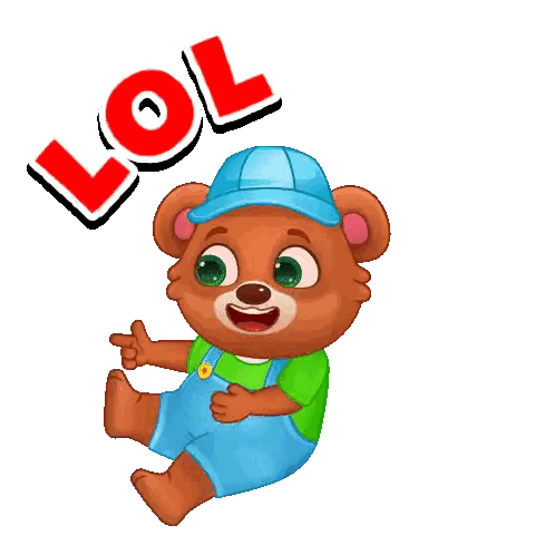 Cartoon Teddy Bear in Overalls and Hat