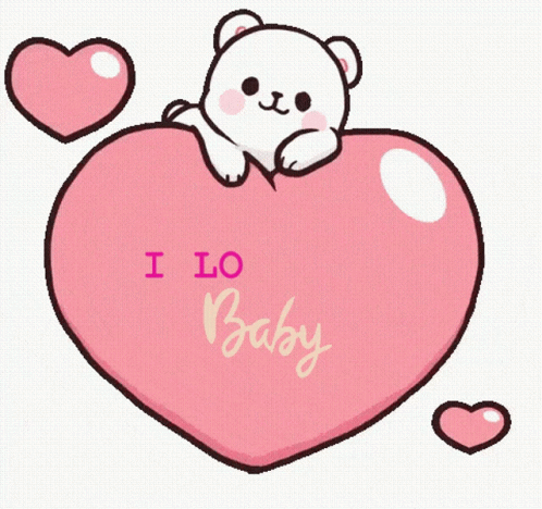 Cartoon Teddy Bear On Pink Heart I Love You Baby GIF