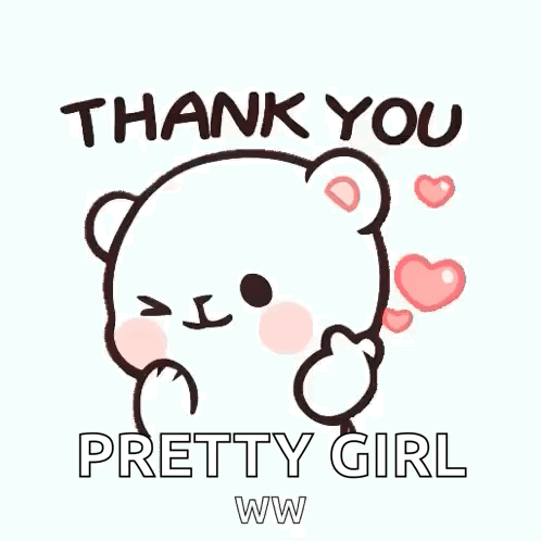 Cartoon Teddy Bear Saying Thank You Pretty Girl Ww