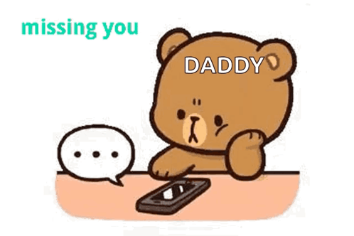 Cartoon Teddy Bear Sitting with Phone